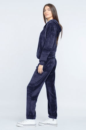 Trening dama doua piese din catifea de bumbac, bleumarin [1]