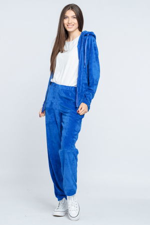 Trening dama doua piese din catifea de bumbac albastru electric [2]