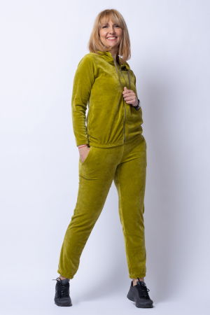 Treninguri din Catifea de Bumbac - Trening dama doua piese din catifea de bumbac verde deschis