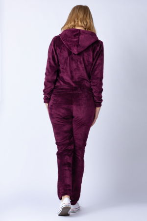 Trening dama doua piese din catifea de bumbac visiniu [2]