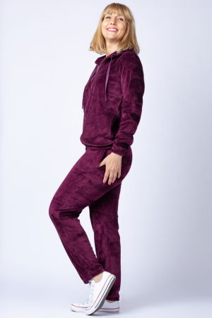 Trening dama doua piese din catifea de bumbac visiniu [1]