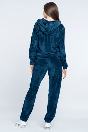 Trening dama turquoise inchis, doua piese, din catifea de bumbac [2]