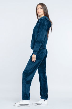 Trening dama turquoise inchis, doua piese, din catifea de bumbac [1]