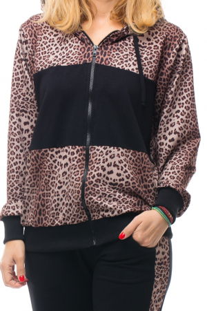 Trening dama bumbac doua piese animal print banda neagra piept [4]