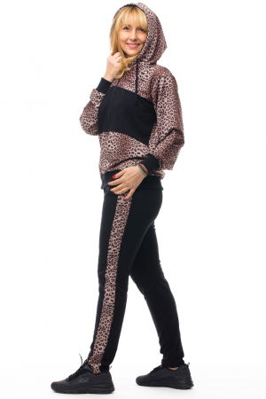 Trening dama bumbac doua piese animal print banda neagra piept [1]