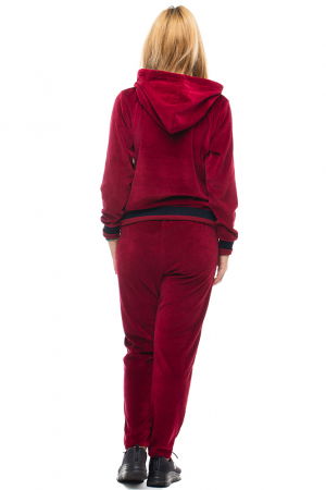 Trening dama doua piese catifea de bumbac bordo, cu banda neagra [2]