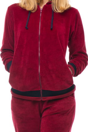 Trening dama doua piese catifea de bumbac bordo, cu banda neagra [3]