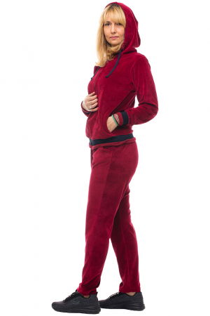 Trening dama doua piese catifea de bumbac bordo, cu banda neagra [1]