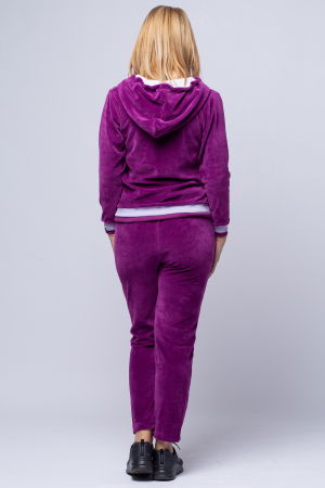 Trening dama doua piese din catifea de bumbac, mov zmeura cu banda lila [2]