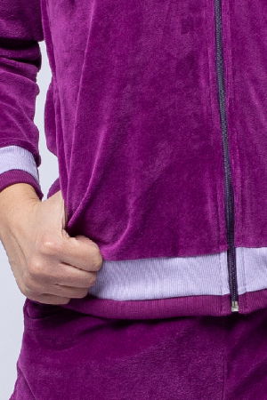 Trening dama doua piese din catifea de bumbac, mov zmeura cu banda lila [3]