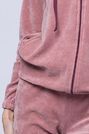 Trening dama roz prafuit, doua piese, din catifea de bumbac [4]