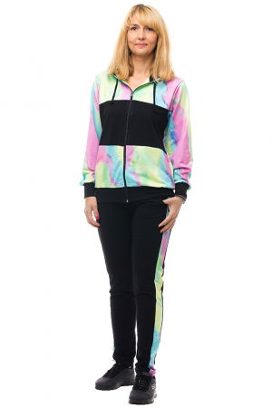 Treninguri din Catifea de Bumbac - Trening dama bumbac doua piese, imprimeu multicolor