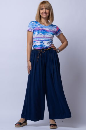 Tricou alb-albastru din vascoza [2]