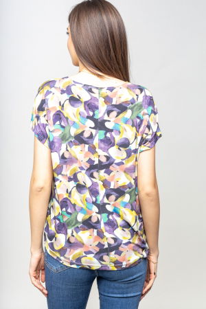 Tricou din vascoza cu imprimeu pictural [2]