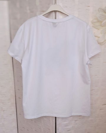 Tricou alb din bumbac cu imprimeu Lama- No problamaaa – tricoul zen [2]