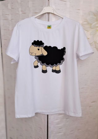 Tricou alb din bumbac cu imprimeu Oaia neagră – tricoul celor diferiți [1]