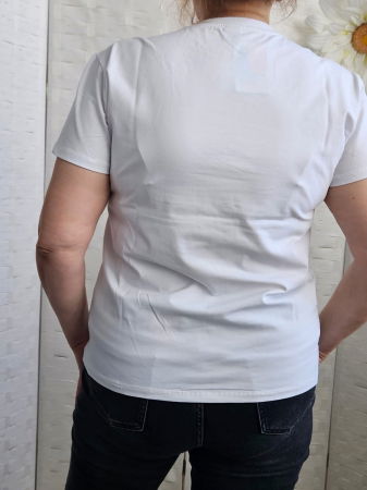 Tricou alb din bumbac cu imprimeu Lama- No problamaaa – tricoul zen [3]