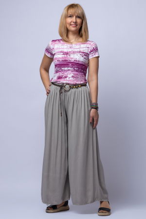 Tricou alb - roz din vascoza [2]