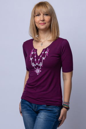 ÎMBRĂCĂMINTE - Tricou bordo cu imprimeu motiv traditional