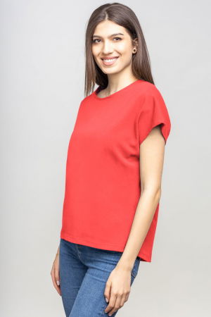 Tricou cu maneca cazuta din bumbac corai [1]