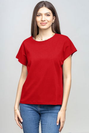 ÎMBRĂCĂMINTE - Tricou cu maneca cazuta din bumbac rosu