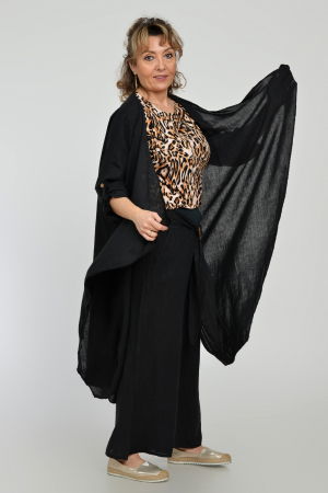 Tricou cu maneca cazuta si usor cambrat din vascoza cu imprimeu animal print [3]