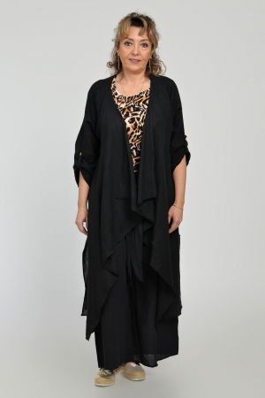 Tricou cu maneca cazuta si usor cambrat din vascoza cu imprimeu animal print [13]