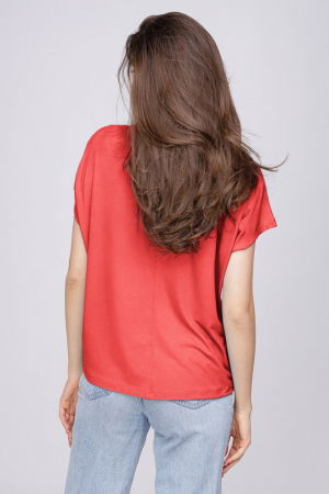 Tricou din vascoza cu imprimeu fluture, corai [2]