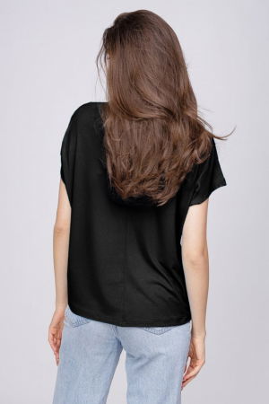 Tricou din vascoza cu imprimeu fluture, negru [2]
