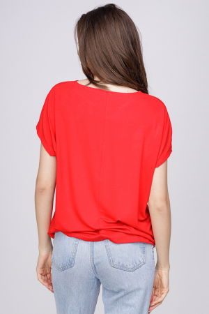 Tricou din vascoza cu imprimeu fluture, rosu [2]