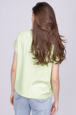 Tricou din vascoza cu imprimeu fluture, verde fistic [2]