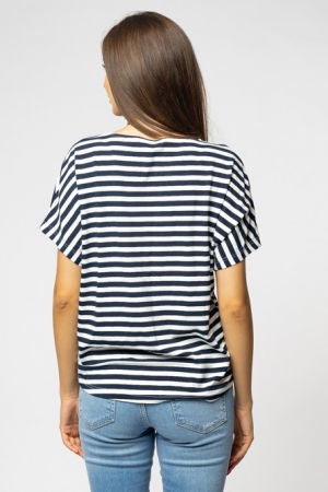 Tricou din bumbac cu dungi alb-negru cu imprimeu chip stilizat [2]