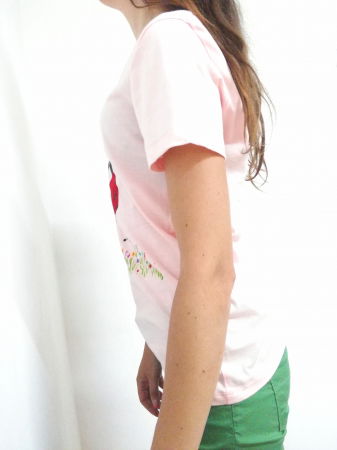 Tricou roz pal pictat manual cu buburuze [1]