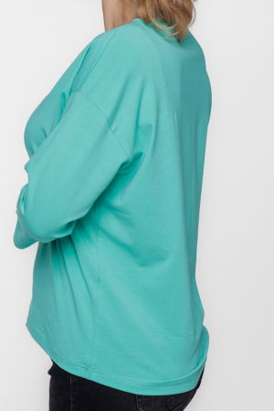 Tricou uni cu maneca 3/4 din tricot de bumbac, turcoaz [1]