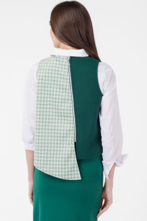 Vesta asimetrica in colturi, cu fermoar pe spate, verde [2]