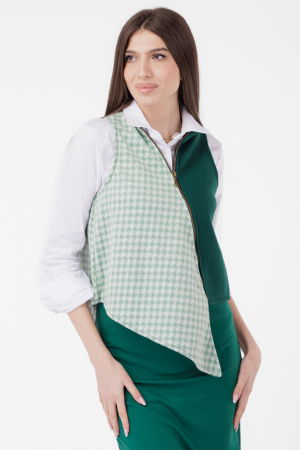 Bluze & Cămăși & Tricouri - Vesta asimetrica in colturi, cu fermoar pe fata, verde