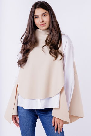 Vesta asimetrica trendy, din jerseu punto milano, ivoire [1]