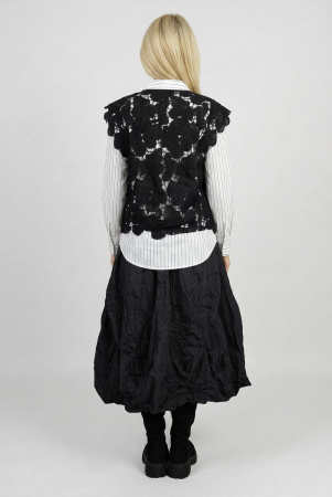 Vesta damacu colt, eleganta, din dantela florala neagra [2]