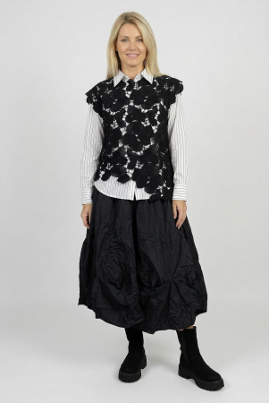 ÎMBRĂCĂMINTE - Vesta damacu colt, eleganta, din dantela florala neagra