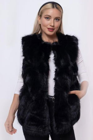 Geci & Jachete & Blazere - Vesta din blanita ecologica neagra, super pufoasa