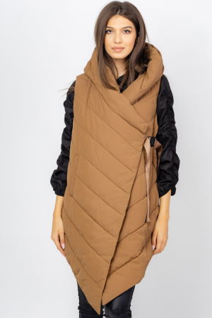 Geci Groase & Paltoane - Vesta in colturi matlasata, petrecuta, camel