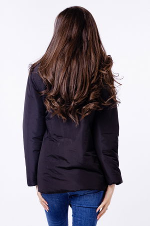 Geaca neagra in colturi, petrecuta, matlasata, cu gluga [3]