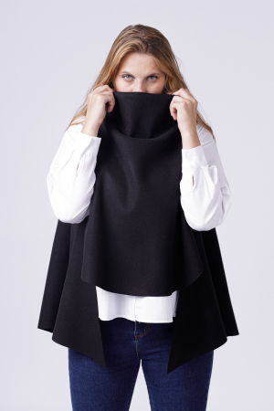 Vesta asimetrica trendy, din jerseu punto milano neagra [1]