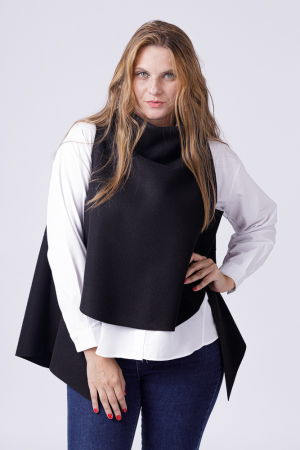 Vesta asimetrica trendy, din jerseu punto milano neagra [5]