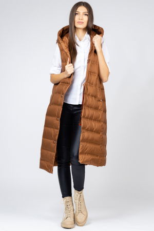 Vesta lunga cu umplutura din puf de gasca, camel [1]