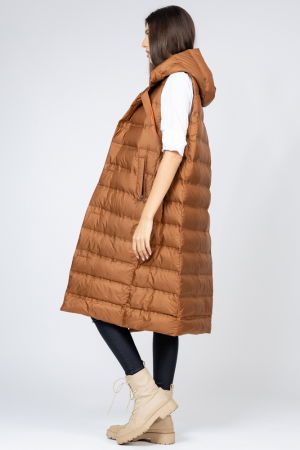 Vesta lunga cu umplutura din puf de gasca, camel [2]