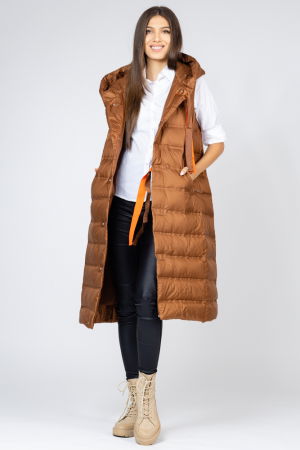 Geci Groase & Paltoane - Vesta lunga cu umplutura din puf de gasca, camel