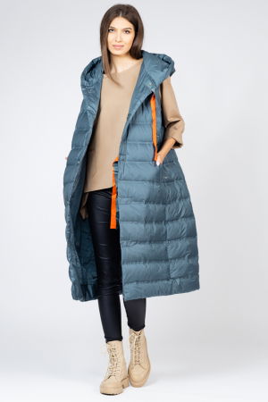 Vesta lunga cu umplutura din puf de gasca, turcoaz [1]