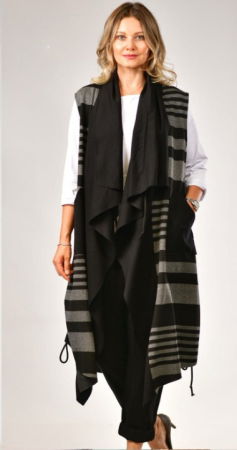 Geci & Jachete & Blazere - Vesta lunga statement cu cu dungi grafice si design architectural