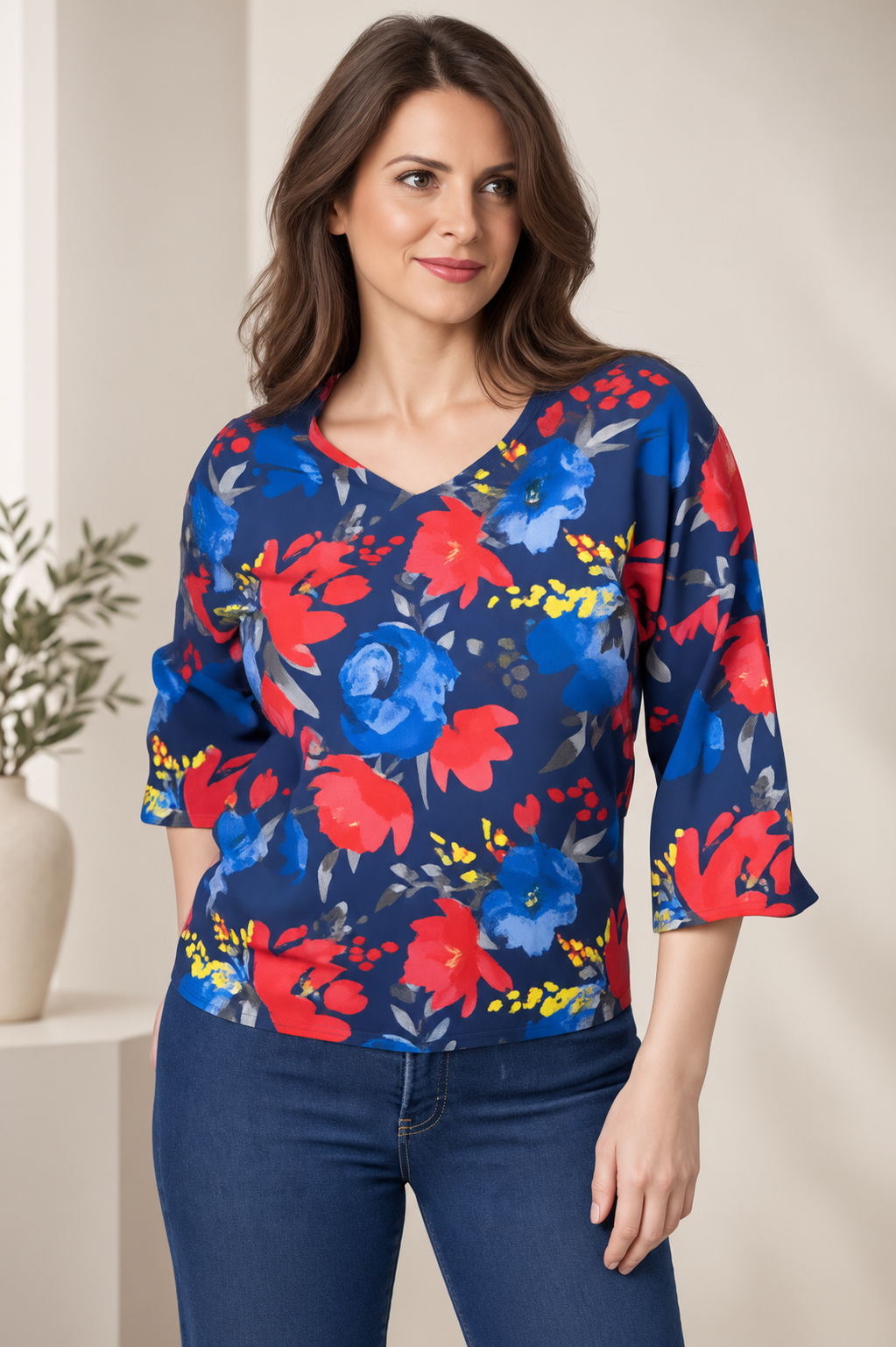 Bluza din vascoza cu imprimeu floral